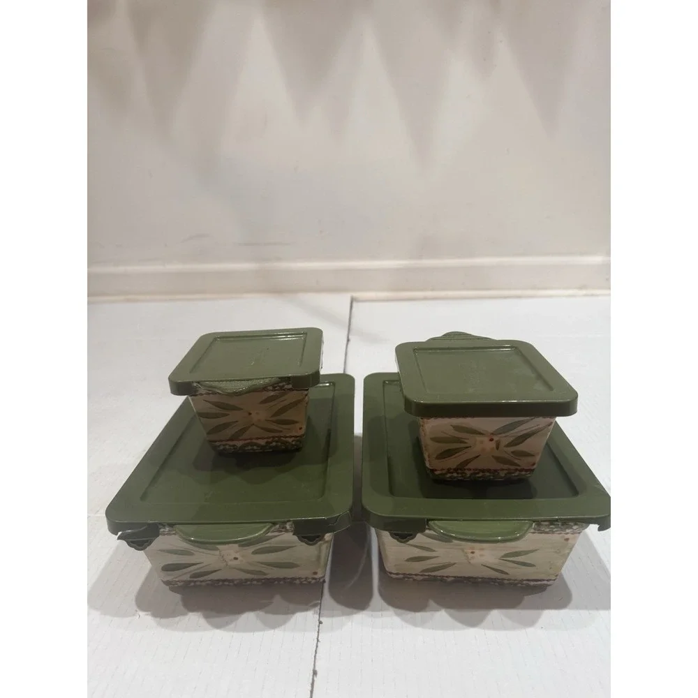 Temp-tations Old World Green 1.5 Qt Casserole Set w Lids 8pc